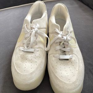 Nike Air Force off white suede platform sneakers